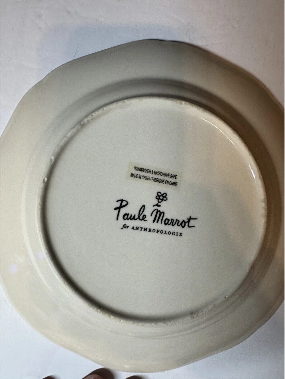 Anthropologie Paule Marrot Salad or Dessert Plate Blue Parrot & White Daisies 8